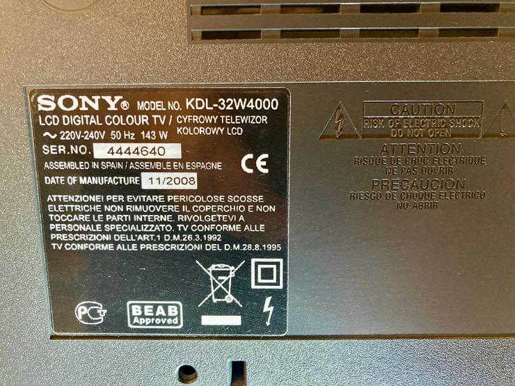 Bild 4: Sehr schöner Sony 32” (81,3 cm) Bravia LCD-Fernseher KDL-32W4000