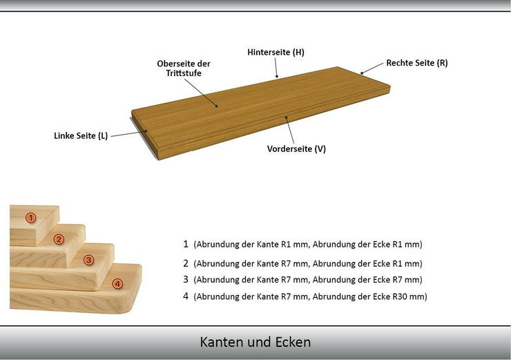 Bild 5: HOLZTREPPENSTUFEN HOLZSTUFEN MASSIVHOLZSTUFEN EICHENHOLZ UNBEMALT 95x28x4cm