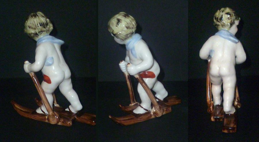  Neundorf Porzellanfigur Kind auf Skiern, selten - Figuren - Bild 4