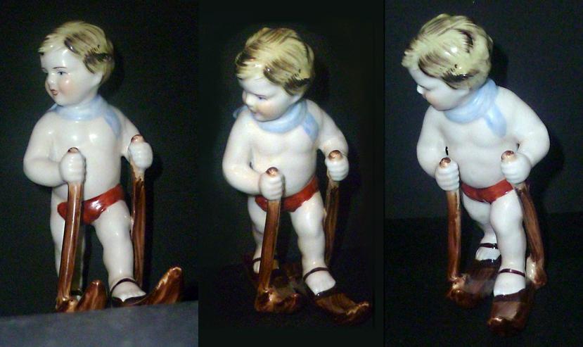  Neundorf Porzellanfigur Kind auf Skiern, selten - Figuren - Bild 2