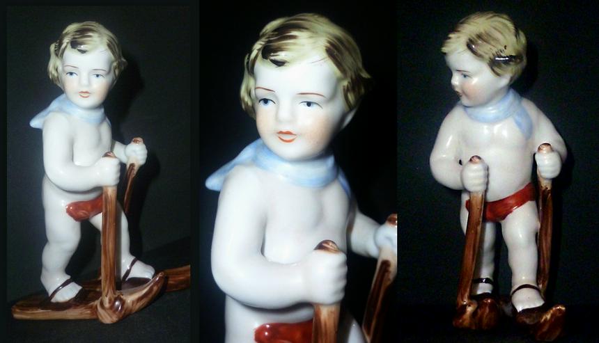  Neundorf Porzellanfigur Kind auf Skiern, selten - Figuren - Bild 6