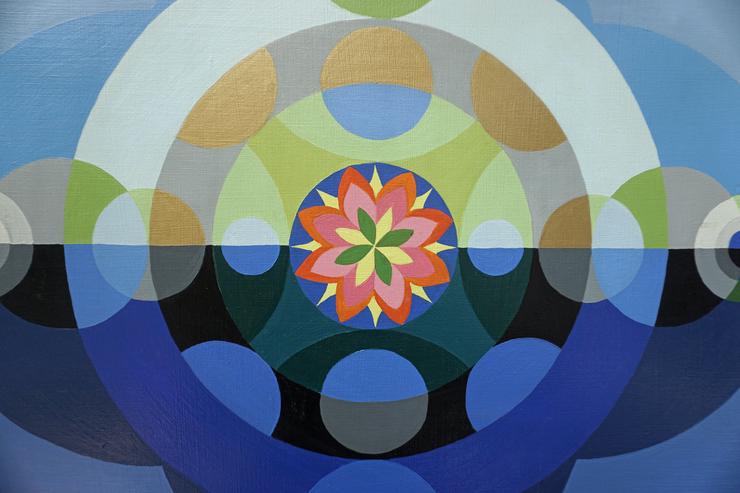 Sonne mit Planeten - Mandala (A. Rasko 1974), Öl auf Leinwand gerahmt - Gemälde & Zeichnungen - Bild 4