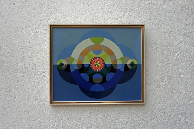 Bild 2: Sonne mit Planeten - Mandala (A. Rasko 1974), Öl auf Leinwand gerahmt