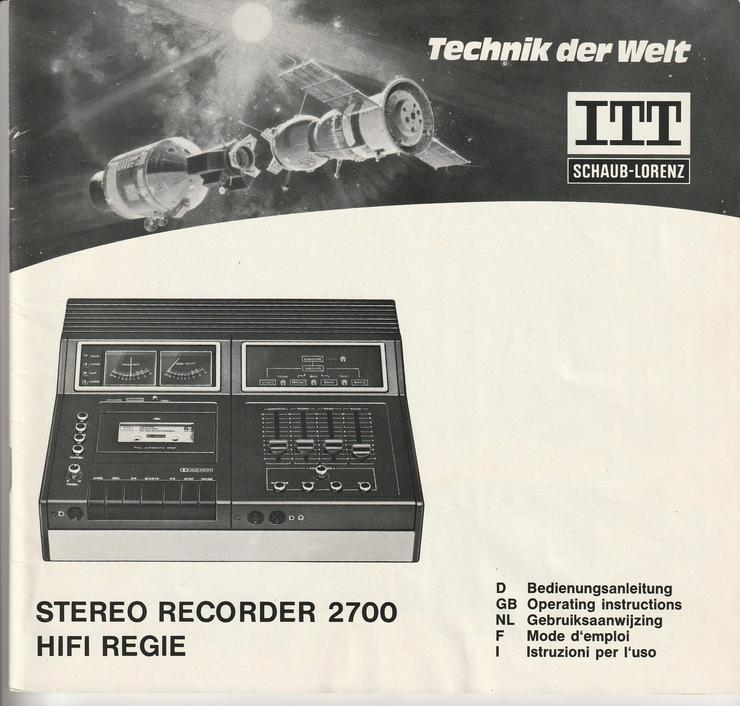 Cassetten-Recorder für Aufnahme/Wiedergabe mit Mischpult ITT 2700 HIFI REGIE