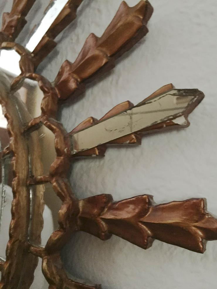 Goldspiegel sonnenförmig -  Handarbeit gefertigt - Aus Massivholz - Spiegel - Bild 5