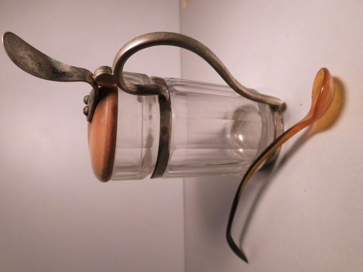 Antikes Senfglas mit Schöpfkelle aus Horn, ca. 100 Jahre alt. - Weitere - Bild 4