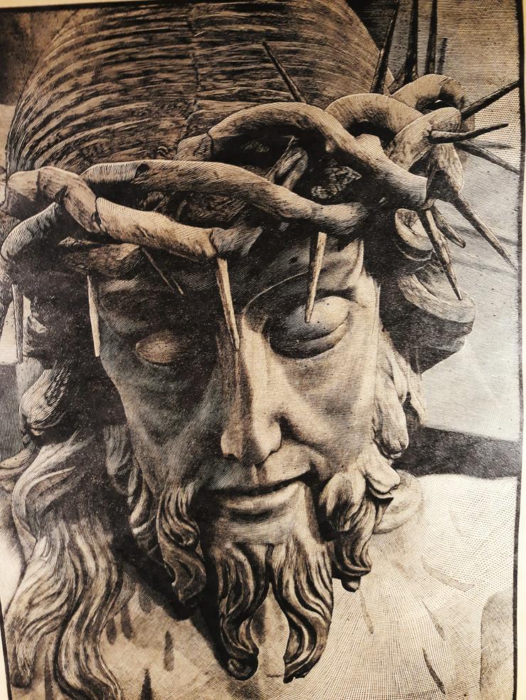 Bild 3: Jesus Bild, Christus mit Dornenkrone, Original Holzschnitt, Druck vom Holz