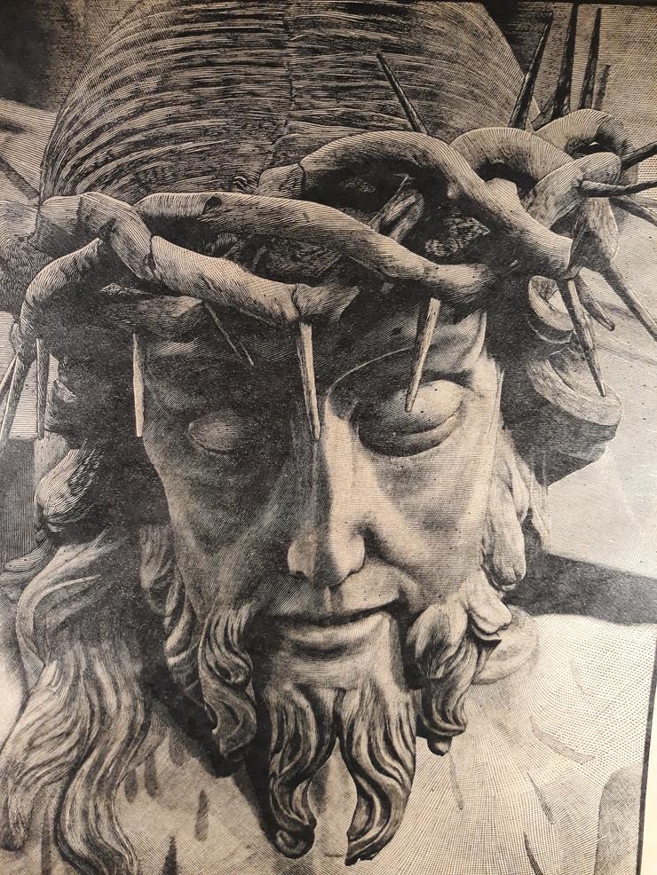 Bild 2: Jesus Bild, Christus mit Dornenkrone, Original Holzschnitt, Druck vom Holz
