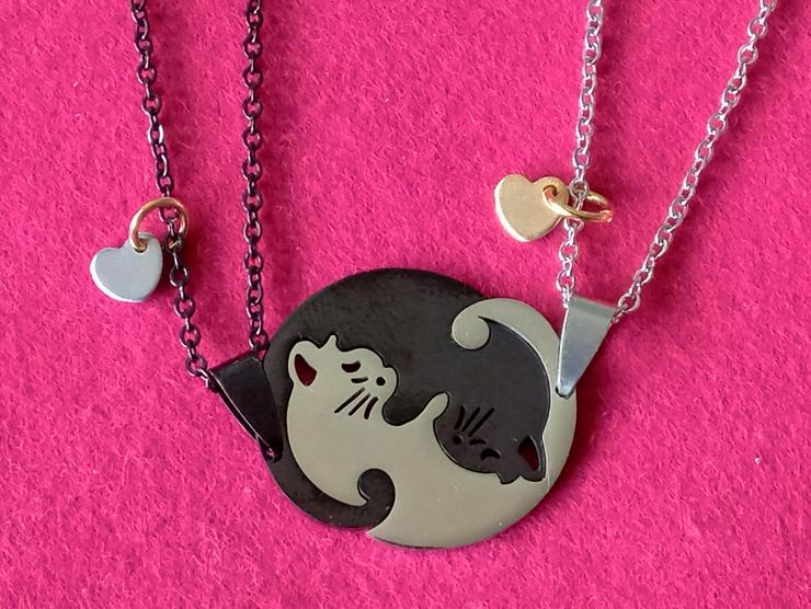 Bild 2: Halskette für Paare, mit süßem reizenden Katzenpaar als Puzzle