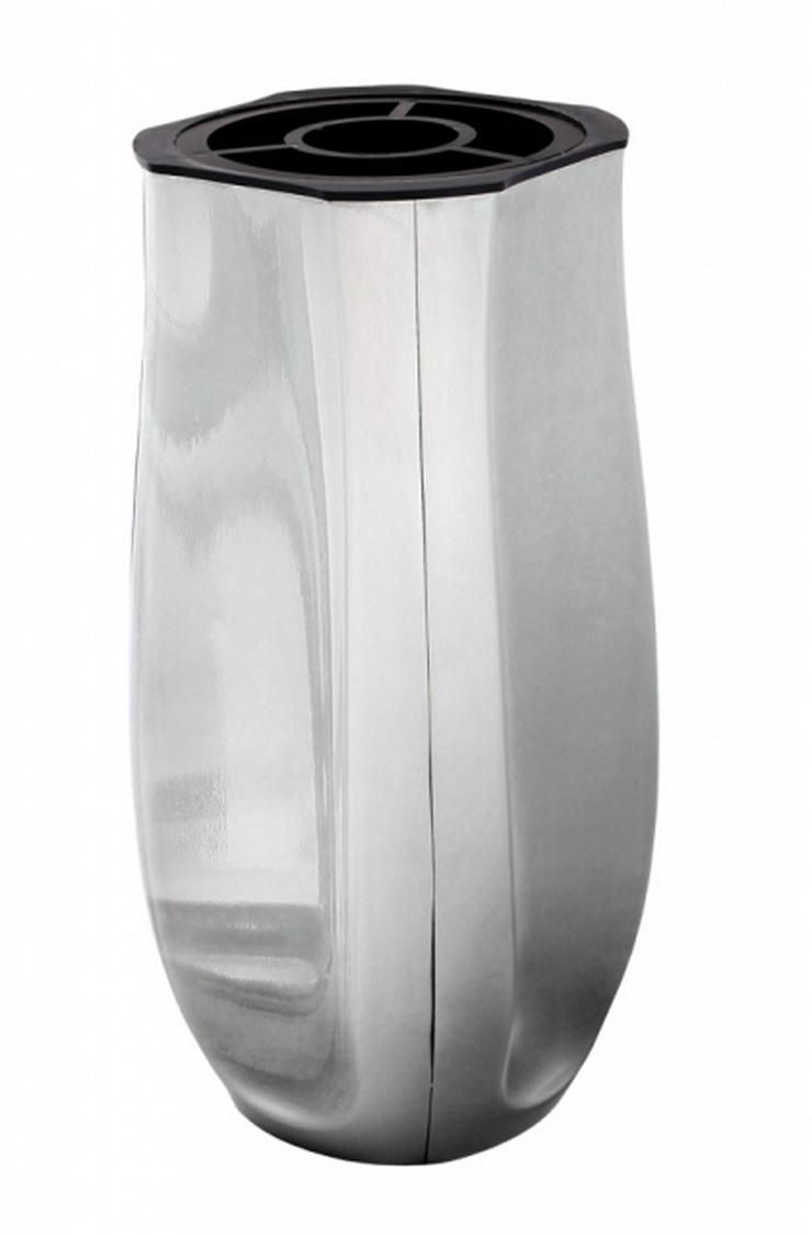 Bild 1: Grabvase Edelstahl glänzend Blumenvase Edelstahlvase mit Einsatz