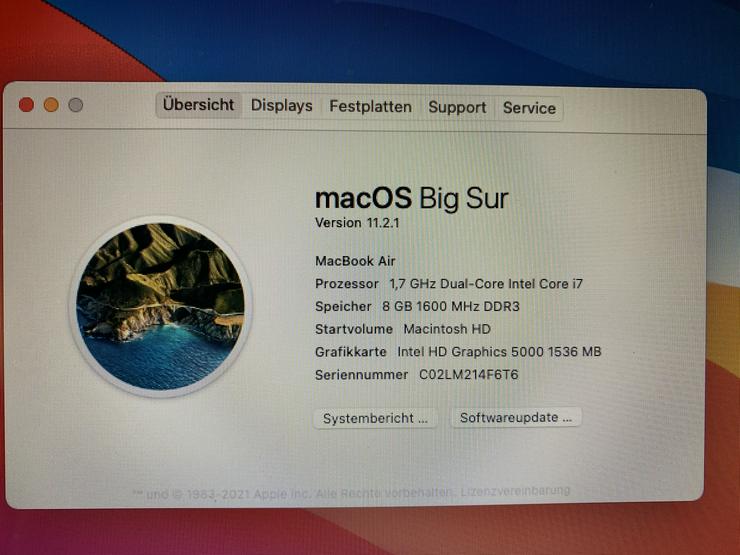 Bild 2: Apple Macbook Air 2013 13,3" 1,7GHz i7 8GB/512GB SSD