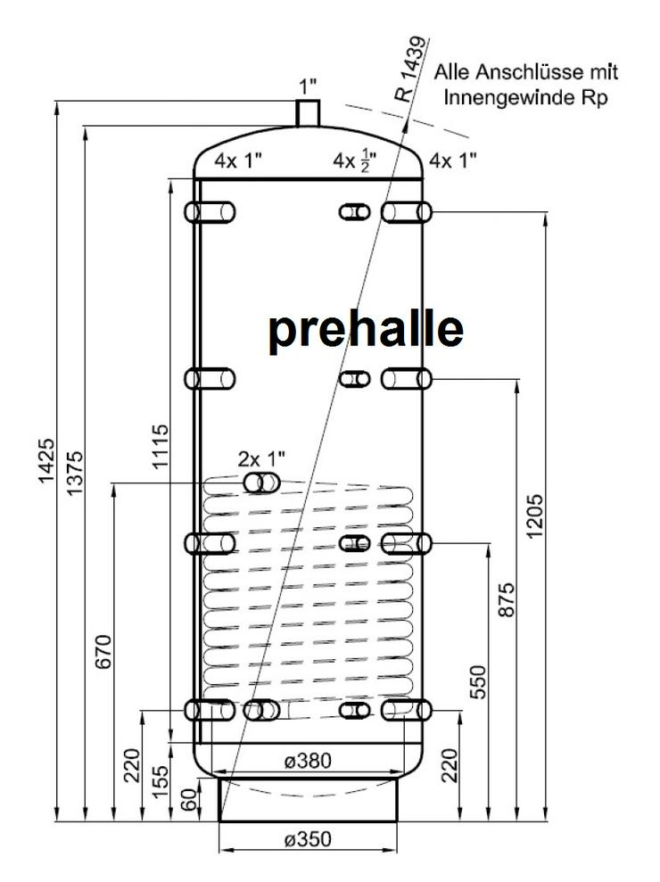 1A Pufferspeicher 200L Warmwasser Speicher für Heizung Solar Spa prehalle - Durchlauferhitzer & Wasserspeicher - Bild 1