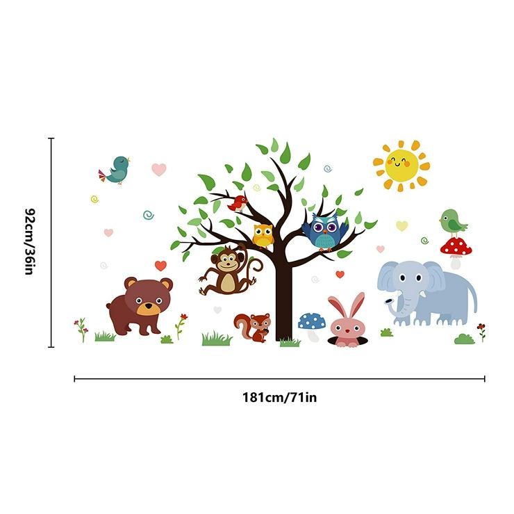 Bild 6: Wandtattoo Kinderzimmer Tiere, Dschungel, Elefant, Eule, Baum