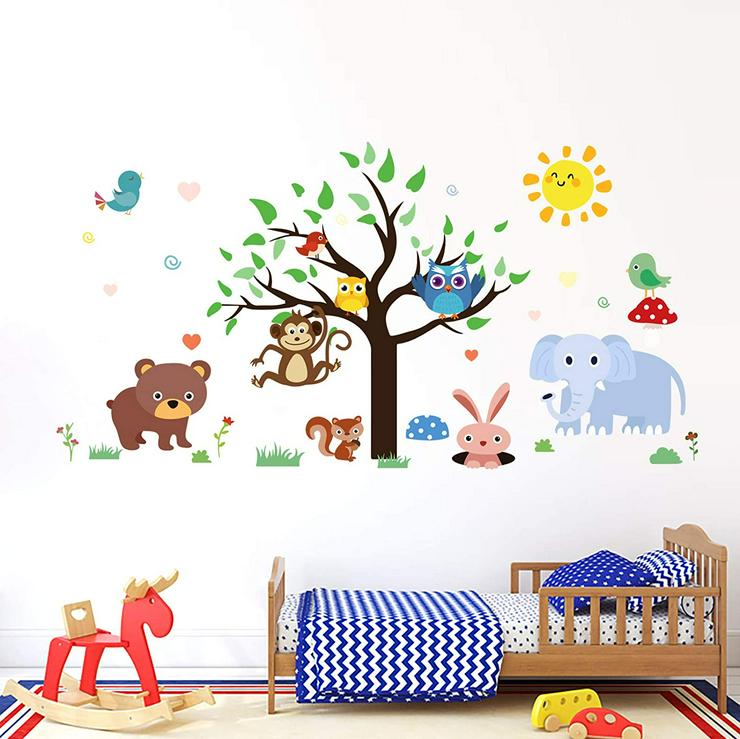 Wandtattoo Kinderzimmer Tiere, Dschungel, Elefant, Eule, Baum - Poster, Drucke & Fotos - Bild 1
