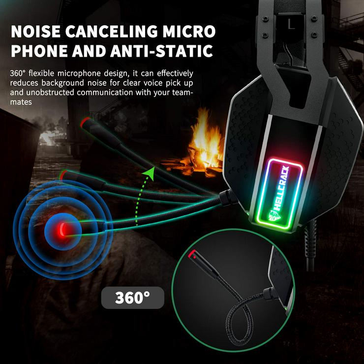 Bild 9: Gaming Kopfhörer für Xbox One,PC, PS4, PS5, RGB Geräuschunterdrüc