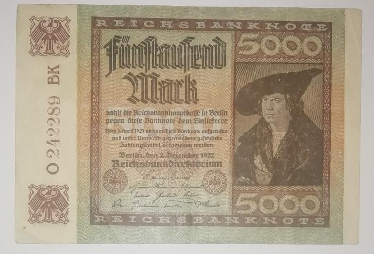 Reichsbanknote 5000 Mark von 1922 - Weitere - Bild 2