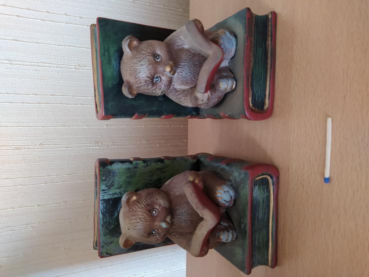 2 niedliche Teddybär Buchstützen aus Porzellan zu verschenken