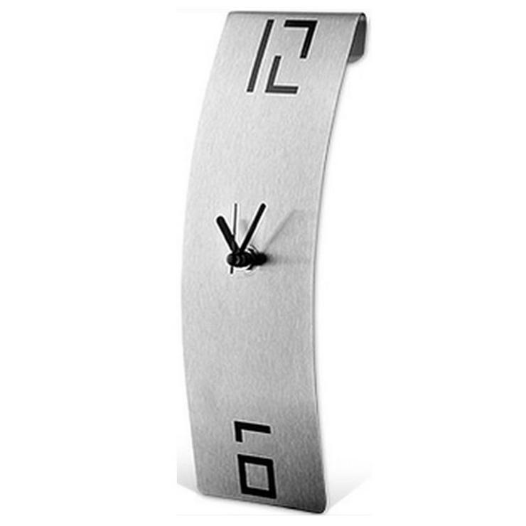 Clock Arts® Designer Wanduhr mit gekrümmtem Corpus aus gebürstetem Edelstahl