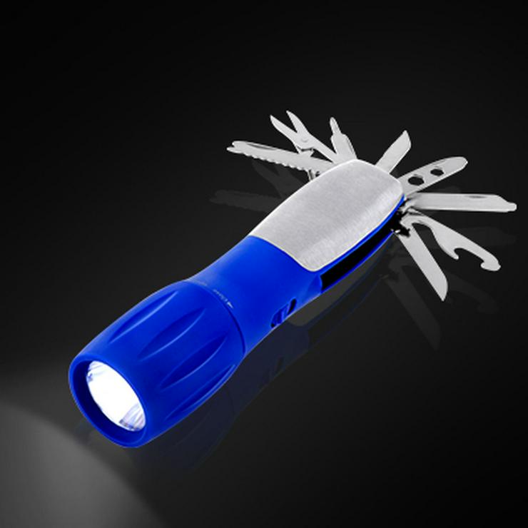 Digital Revolution® Multifunktionswerkzeug mit 8 ausklappbaren Werkzeugen und integrierter LED-Taschenlampe, hell mit 1 LED