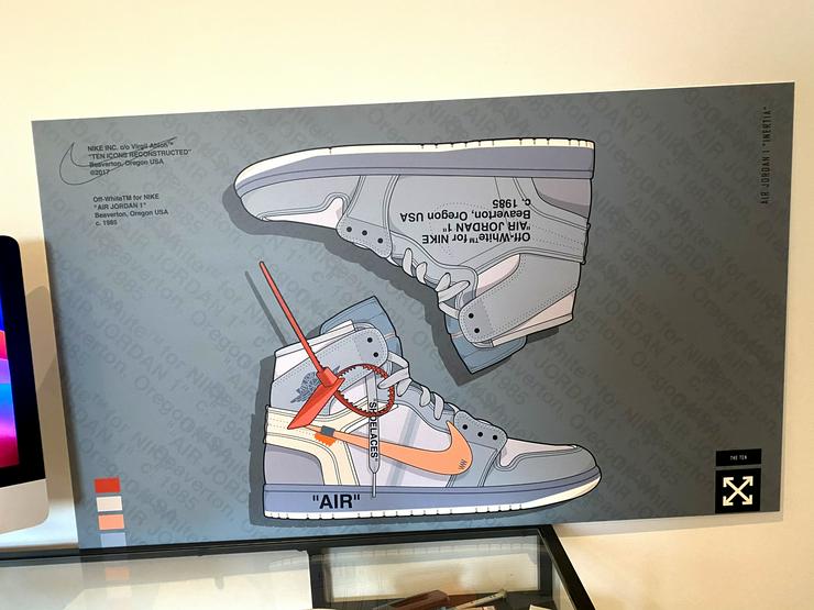 Off White Nike Air Jordan 1 Sneaker XL Wandbild - Bilderrahmen - Bild 2
