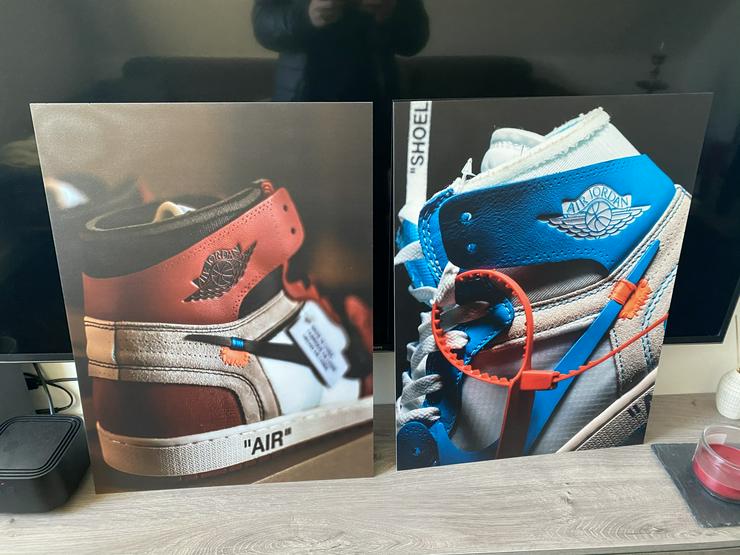 Nike Off White Air Jordan 1 Sneaker 2x Wandbilder 3mm Hartschaum - Bilderrahmen - Bild 2