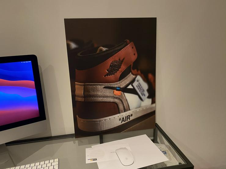 Nike Off White Air Jordan 1 Sneaker Wandbild aus 3mm Hartschaum - Bilderrahmen - Bild 1