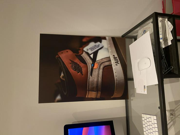 Nike Off White Air Jordan 1 Sneaker Wandbild aus 3mm Hartschaum - Bilderrahmen - Bild 2