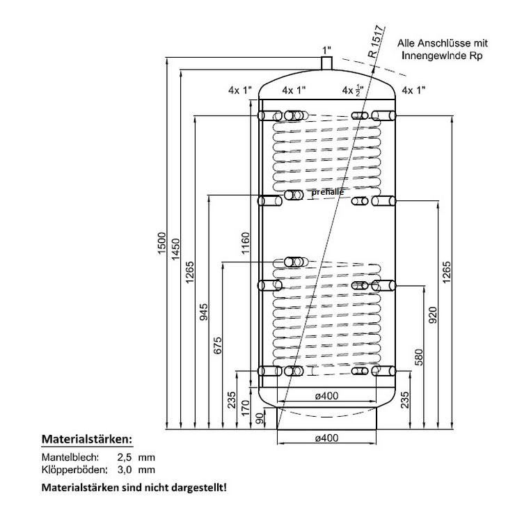1A Pufferspeicher 300L Warmwasser Speicher für Solar Ofen Heizung prehalle - Durchlauferhitzer & Wasserspeicher - Bild 1