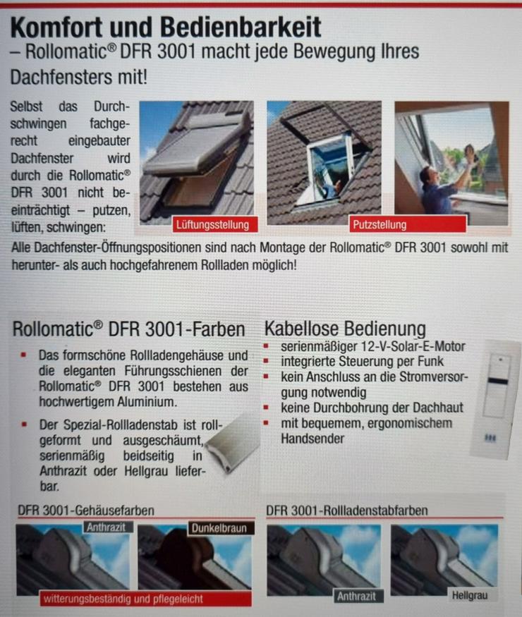 Dachfensterrollladen maßgefertigt mit Solar-/Funkantrieb aus dt. Produktion - Rollläden - Bild 3