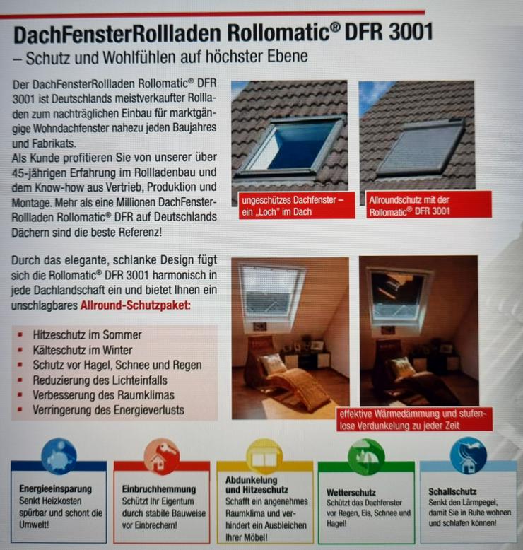 Bild 7: Dachfensterrollladen maßgefertigt mit Solar-/Funkantrieb aus dt. Produktion