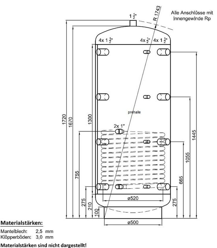 1A Pufferspeicher 500L Warmwasser Speicher für Heizung Solar Ofen - Durchlauferhitzer & Wasserspeicher - Bild 1