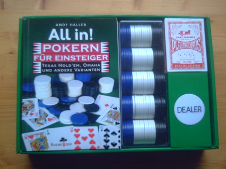 Bild 1: Pokerkoffer Pokerset f. Anfänger/Einsteiger ( Texas Hold Em ) m. Buch, Jetons, Karten, Dealer Button