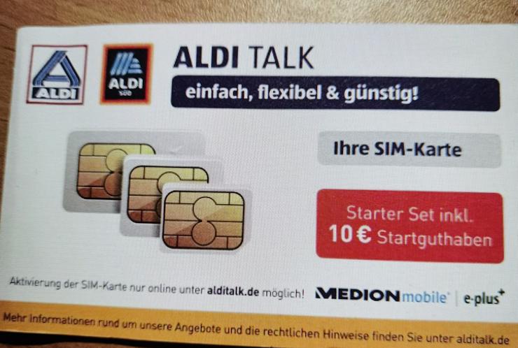 ALDI Talk Prepaid SIM Karte gebraucht mit 10, 00 EUR Guthaben - Weitere - Bild 1