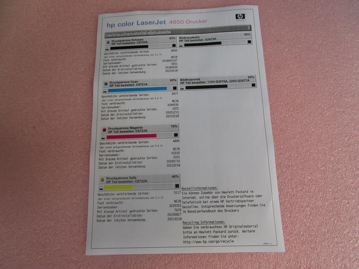HP - Color Laserdrucker Modell 4650/N  - Drucker - Bild 5
