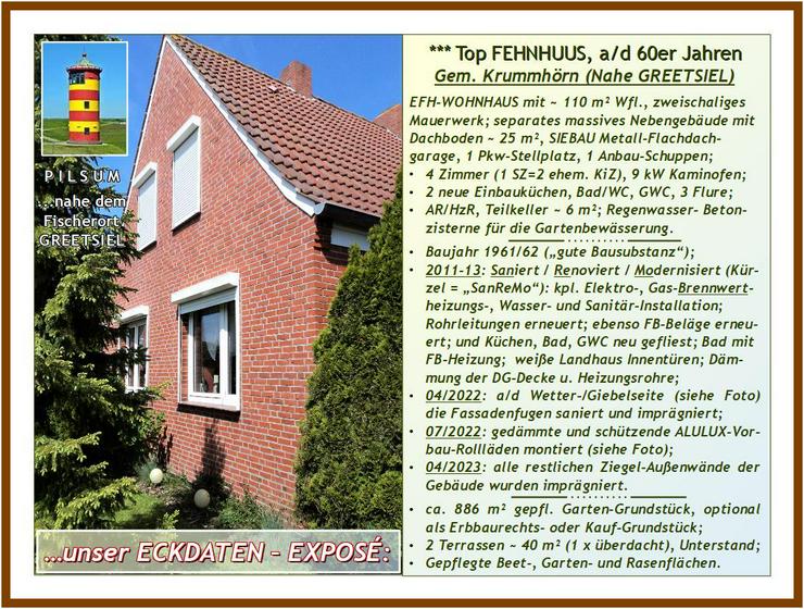 Bild 4: A/d südl. NORDSEE-KÜSTE: Modernis., saniertes u. sehr gepfl. „ostfries. FEHNHAUS“ + Garage u. NeGeb. auf gr. Grdst.