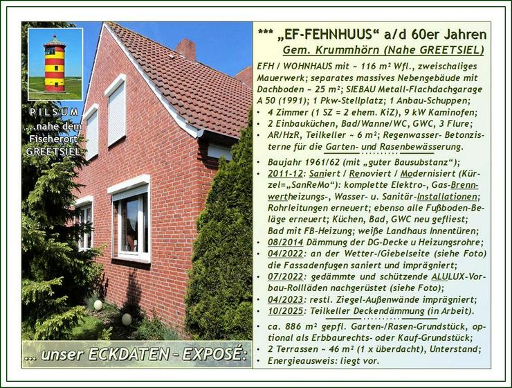 Bild 8: "JUNG kauft ALT" in PILSUM a/d NORDSEE-KÜSTE! Saniertes, modernis. u. gepfl. ostfriesisches „EF-FEHNHAUS mit Altbau-Charme“ + Gge u NeGeb, gr. Grdst..