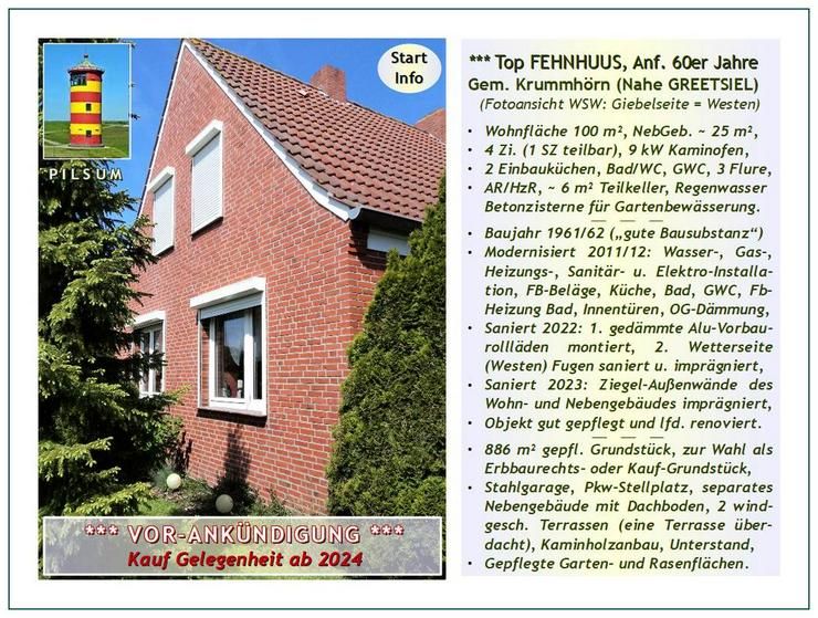 Bild 6: NORDSEE-KÜSTE: Modernisiertes & gepfl. EFH + Garage + NebGeb. + Garten & Wir SUCHEN 3-Zi. WOHNUNG. in KÜSTENNÄHE.