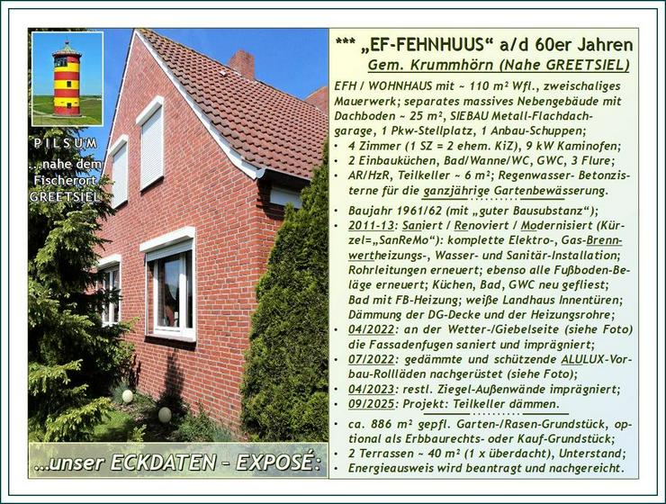 Bild 4: NORDSEE-KÜSTE - Nahe GREETSIEL: Saniertes, modernis. u. gepfl. ostfries. „EF-FEHNHAUS mit Altbau-Charme“ + Garage, NeGeb.