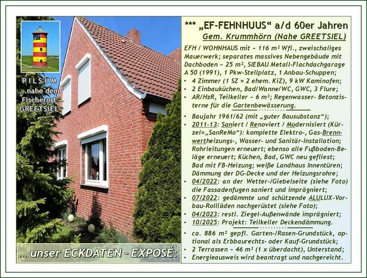 Bild 10: Ostfries. NORDSEE-KÜSTE: Ihr saniertes, modernis. u. gepfl. „EF-FEHNHAUS mit Altbau-Charme“ + Garage u. NeGeb. auf weitläufigem Grundstück.