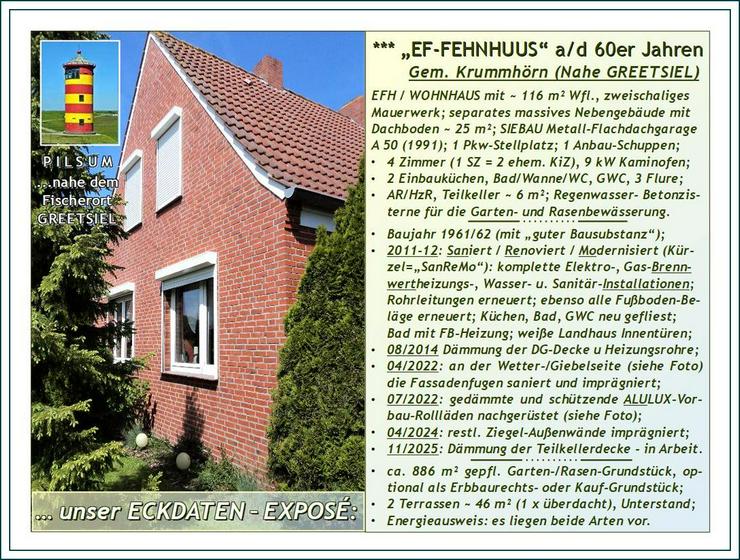 Bild 16: Ostfries. NORDSEE-KÜSTE von privat: saniertes - renoviertes - modernisiertes EFH „FEHNHAUS“ + Garage, NeGeb. auf großem Grdst.