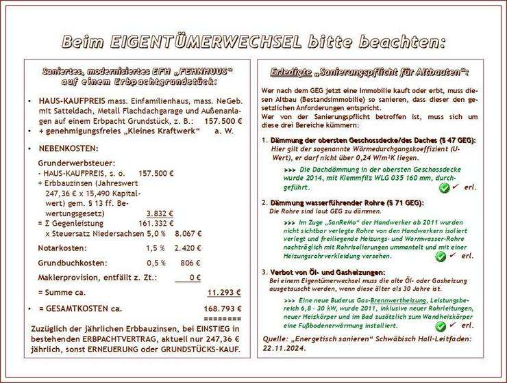 Bild 5: Ostfriesische NORDSEE-Küste von privat: Saniertes, modernisiertes u. gepflegtes EFH „FEHNHAUS“ + Garage u. NeGeb. auf großem Grdst.