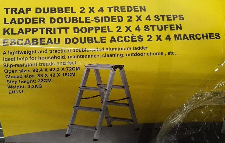 Trittleiter ALU Klapptritt 4 Stufen Spreizsicherung 150kg Leiter - Leitern & Gerüste - Bild 2