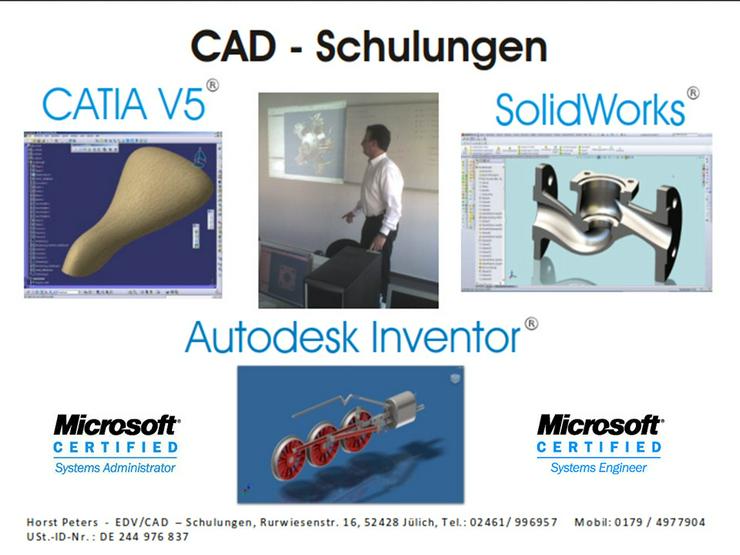 Bild 10: CAD Schulungen und Dienstleistungen (Autodesk Inventor, SolidWorks, CATIA V5,