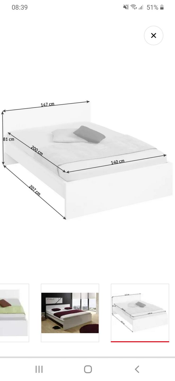 Bett 140×200 inkl. Lattenrost und Matratze 