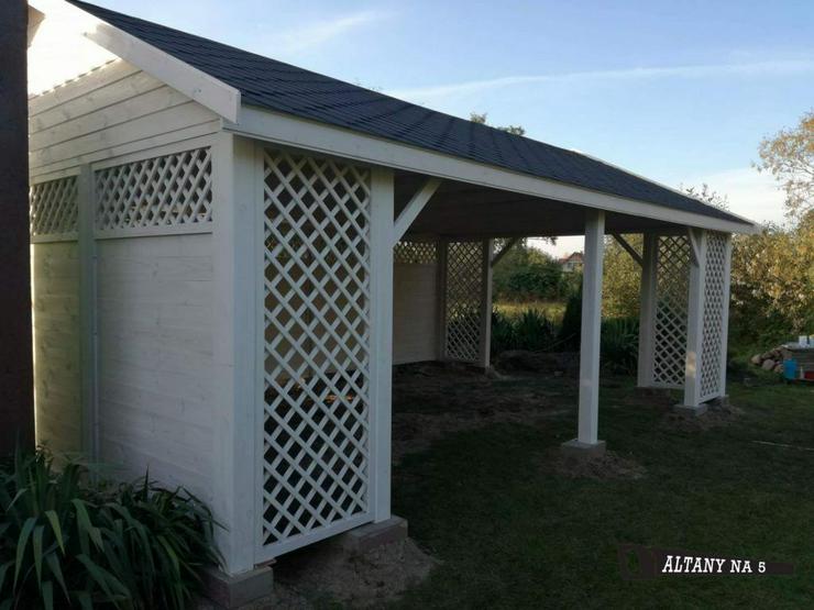 GARTENHÄUSCHEN WOŁOMIN LAUBE HOLZHAUS PAVILLONS MASSIVHOLZ KLEBEDACH 7x4,5m - Weitere - Bild 3