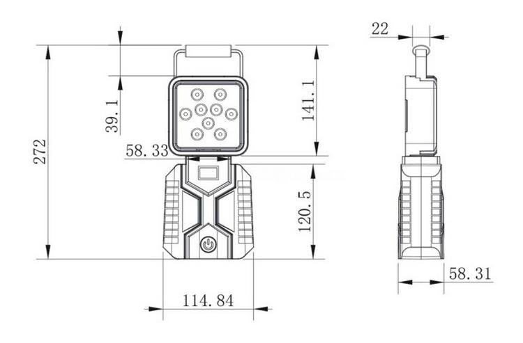 Bild 8: Tragbarer Handscheinwerfer 27 W, mit Batterieanzeige, Kabellos, Wiederaufladbar