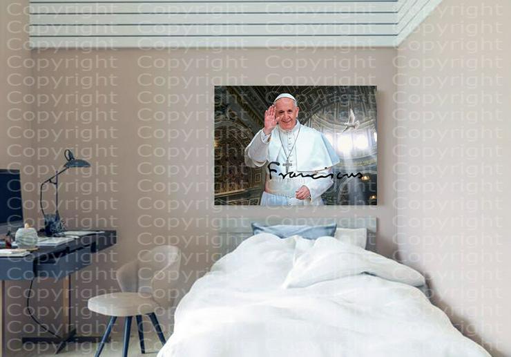 Bild 5: Papst Franziskus mit Friedenstaube. 45x30 cm. Souvenir. Top Deko. Geschenkidee. Wandbild. Unikat. Rarität.  