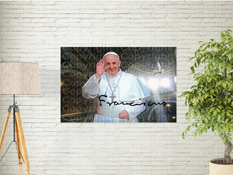 Bild 2: Papst Franziskus mit Friedenstaube. 45x30 cm. Souvenir. Top Deko. Geschenkidee. Wandbild. Unikat. Rarität.  