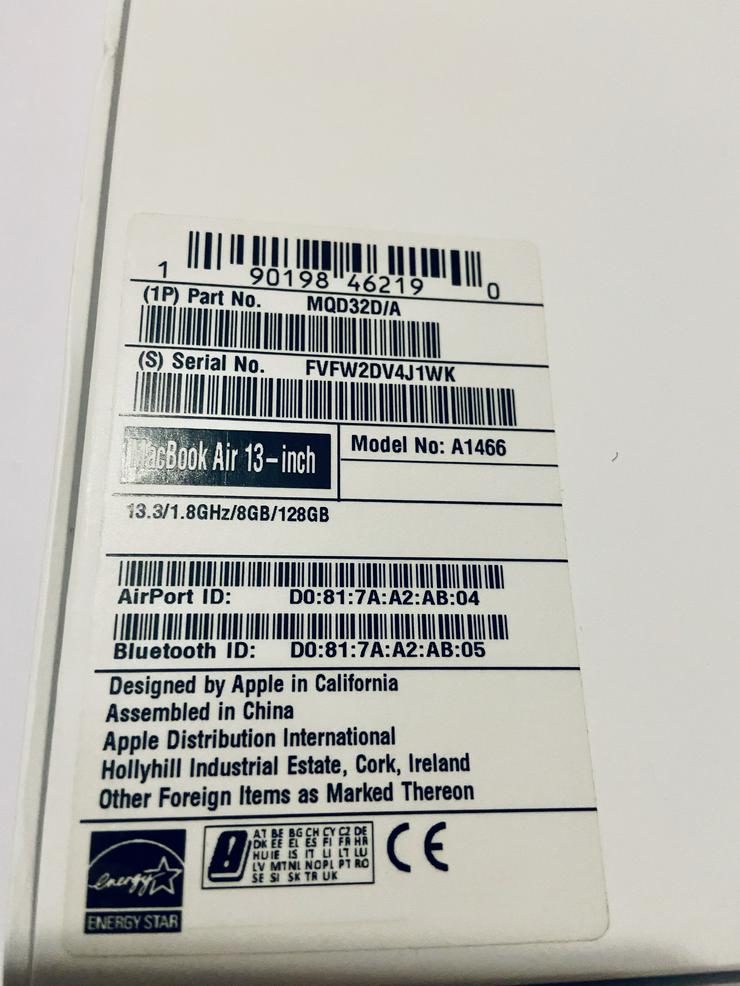 Bild 8: MacBook Air 2017 13 Zoll 1.8GHz 8GB RAM 128GB SSD OVP
