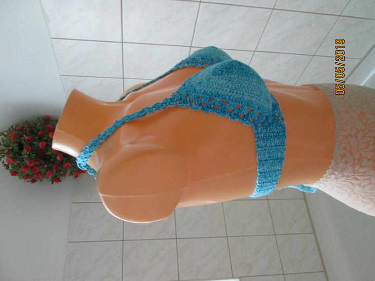 gehäkeltes Bikini-Oberteil  Bustier in Türkis Gr. S-M - Größen 40-42 / M - Bild 6